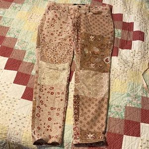 Charlie skinny floral patchwork pants short inseam